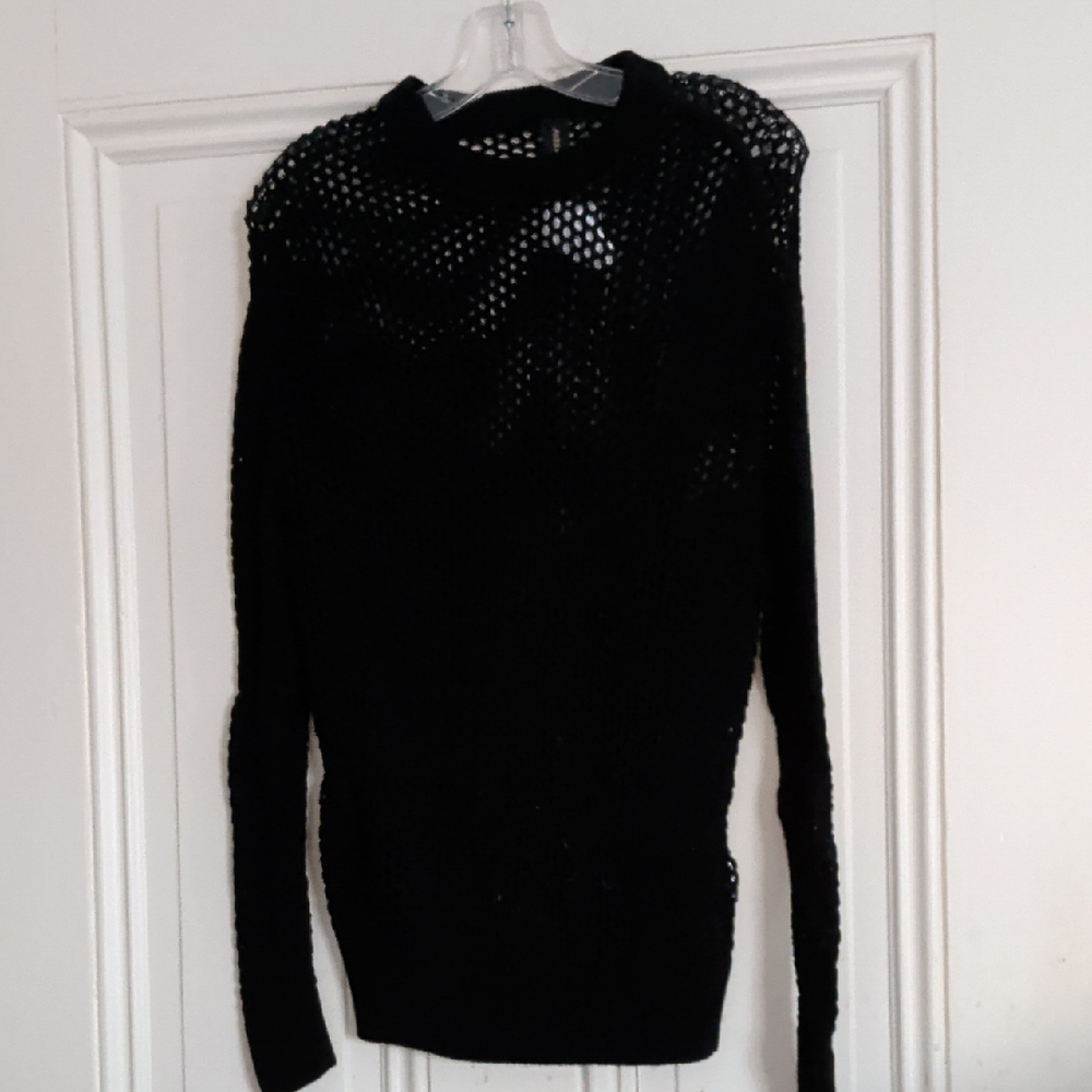 nwt $1295 Alexander Vauthier Black Women's Elongated Silhouette Cotton Sweater